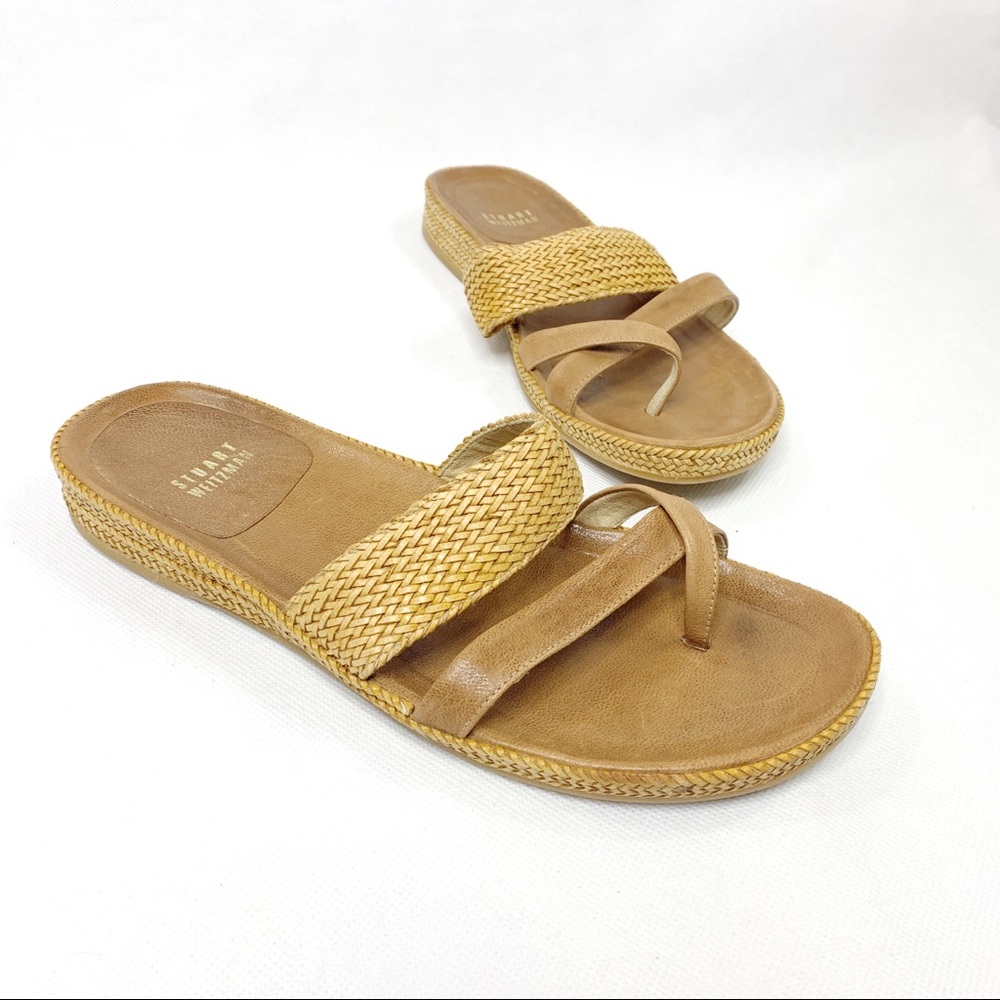 STUART WEITZMAN Tan/Beige Slip On Sandals 7